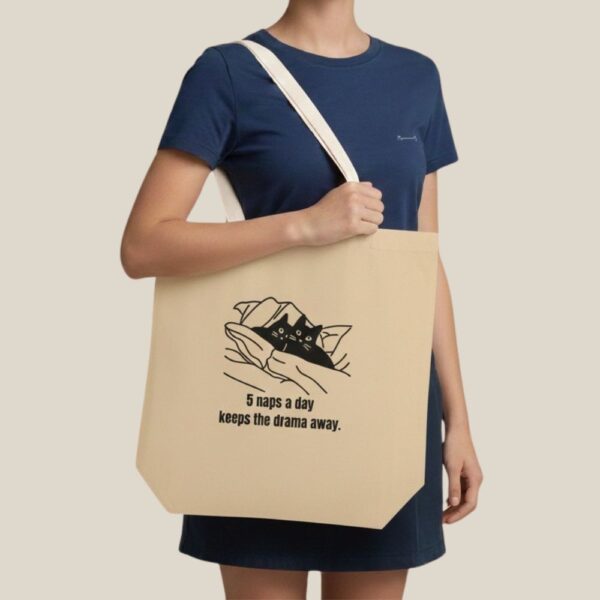 DosGatos bag no drama organic cotton tote cat streetwear front view